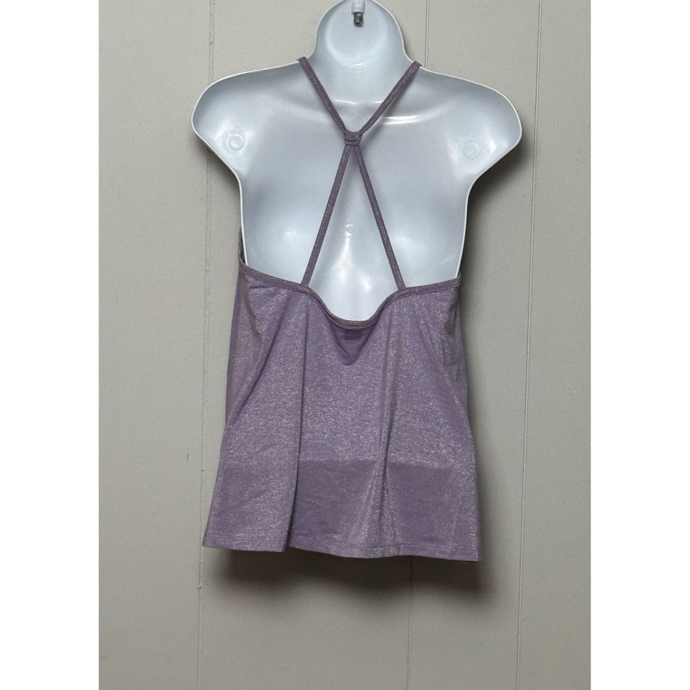 NWT Old Navy Women's Purple Metallic Shimmer Strappy T-Back V-Neck Tank Top Sz M - Picture 2 of 8